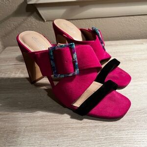 Chantelle Fuchsia and Black Heels with Buckle